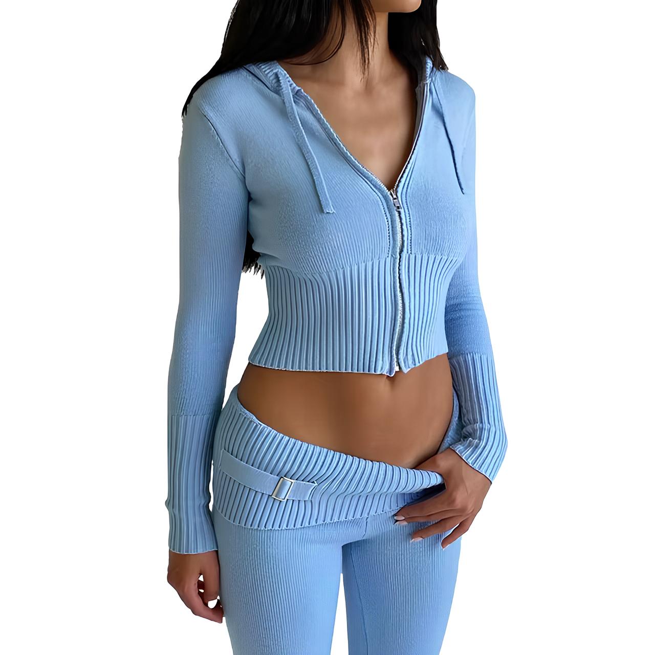 Cropped Zip-Up Hoodie & Pants Set