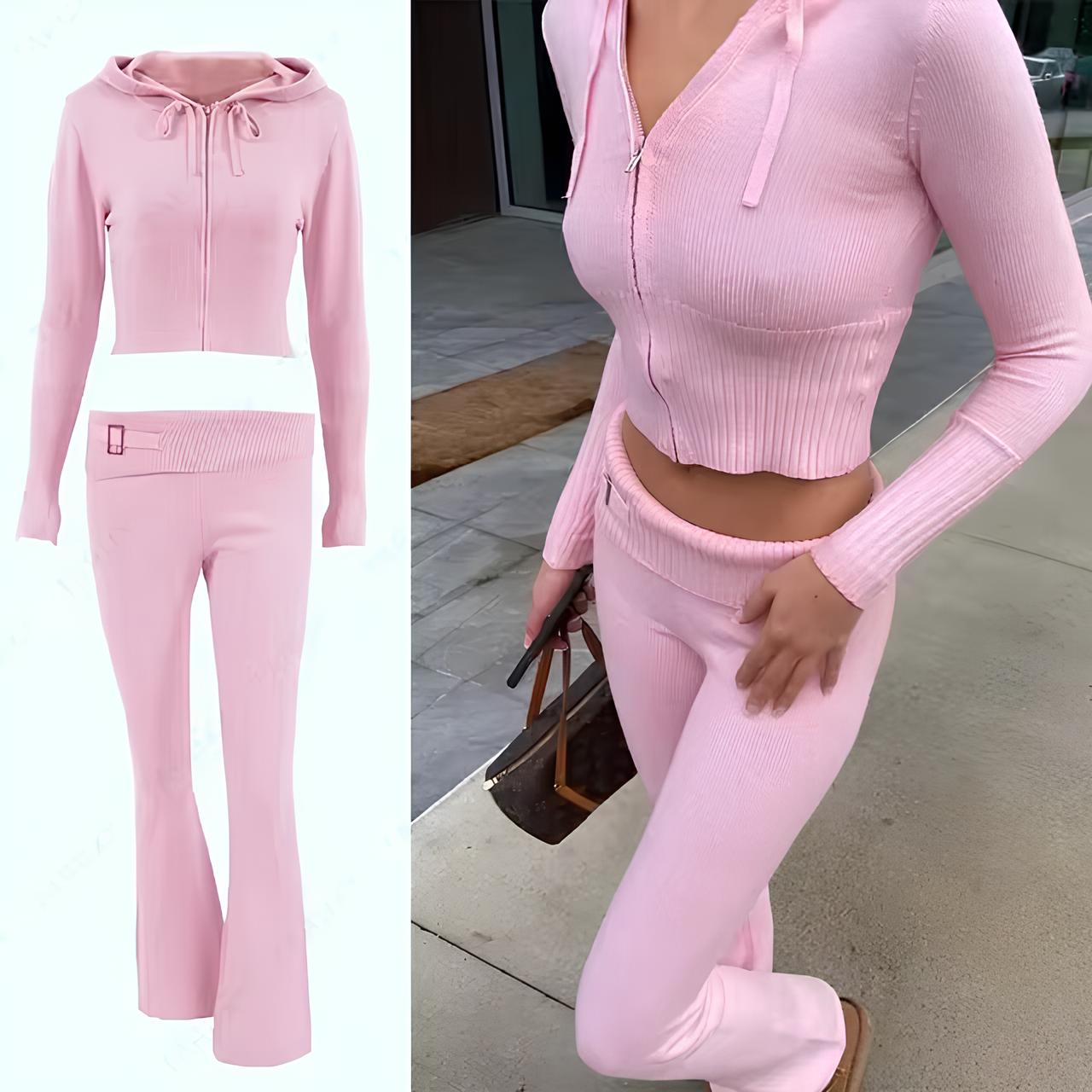 Cropped Zip-Up Hoodie & Pants Set