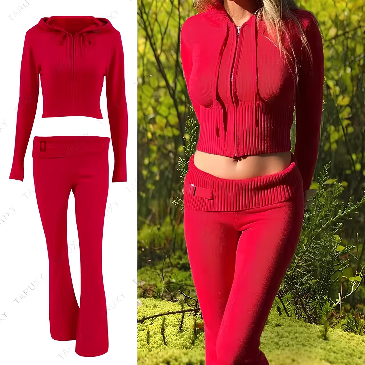 Cropped Zip-Up Hoodie & Pants Set