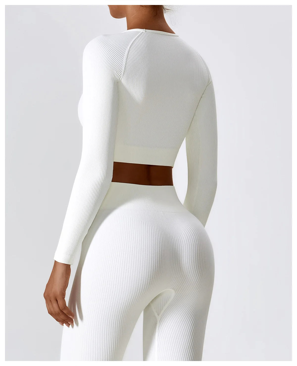 Ribbed Seamless Long-Sleeve Crop Top & Leggings Set